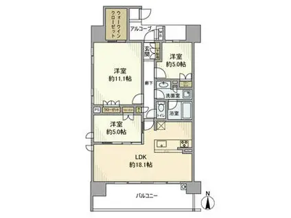 グランクレア(3LDK/6階)の間取り写真