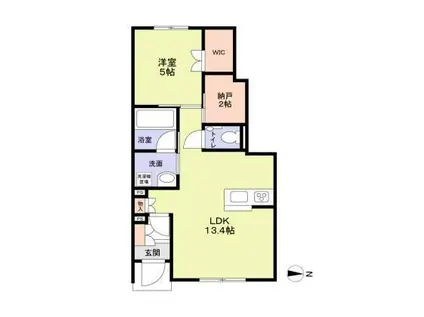 VILLA DE GRACE B棟(1SLDK/1階)の間取り写真