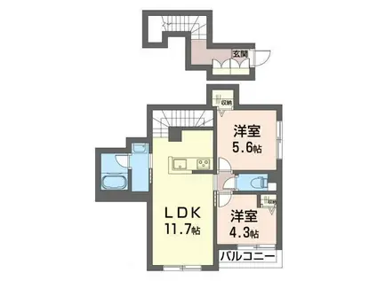サンモールA(2LDK/2階)の間取り写真