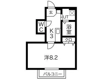エルタスコート中江(1K/1階)の間取り写真