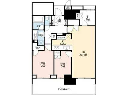  タワーマンション  高層階 眺望良好 2SLDK 更新可(2SLDK/27階)の間取り写真