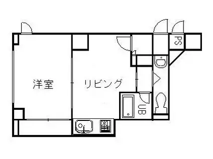 ラフィーネ三宮(1LDK/2階)の間取り写真