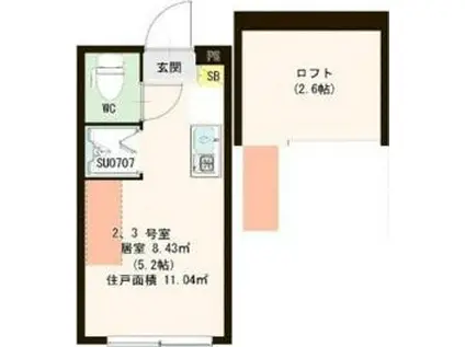 ハーモニーテラス池袋本町IV(ワンルーム/1階)の間取り写真