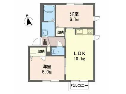 パストラル早稲田B(2LDK/2階)の間取り写真