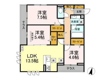 SOLEIL ICHIKAWA(3LDK/1階)の間取り写真