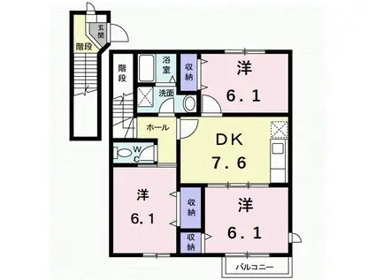 ドゥ・ロジュマンIII(3DK/2階)の間取り写真