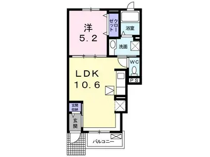 グラースメゾン竹田(1LDK/1階)の間取り写真