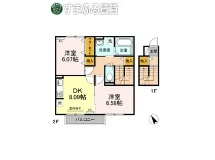 NOBコリーヌ(2DK/2階)の間取り写真