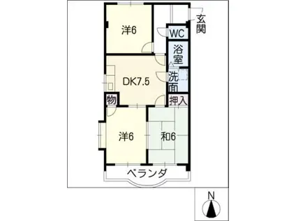 ダウシューズこもの(3DK/2階)の間取り写真
