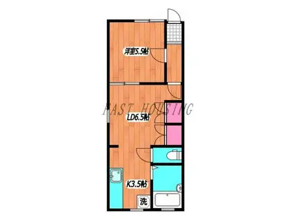 フリーデ四谷(2K/1階)の間取り写真