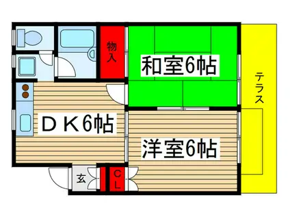 メープルハイツ(2DK/1階)の間取り写真
