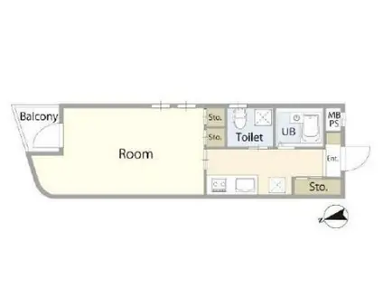 カリーノ代沢(1K/1階)の間取り写真