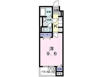 ロアシス(1K/2階)の間取り写真