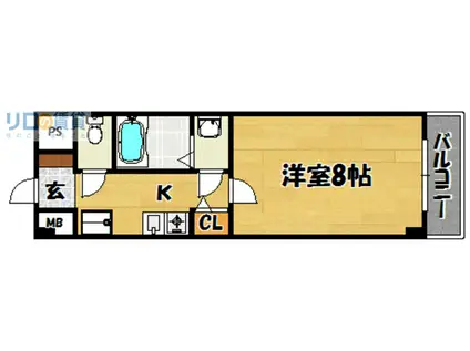 ノーム下新庄II(1K/3階)の間取り写真