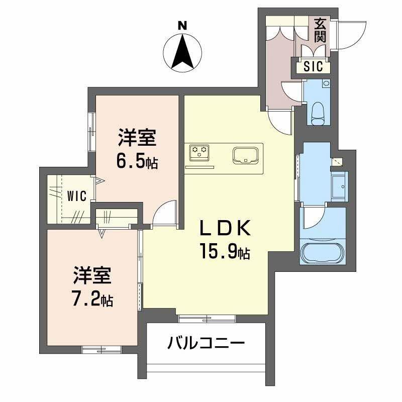 AVANCE東草深ウエスト(2LDK/2階)の間取り写真