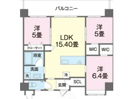 ウィングシャトー古謝メダーリア(3LDK/5階)の間取り写真