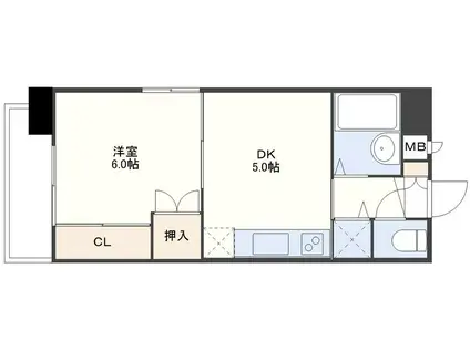 アベニュー明日香(1DK/6階)の間取り写真