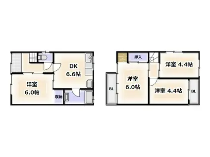 庭井1丁目アパート(4DK/2階)の間取り写真