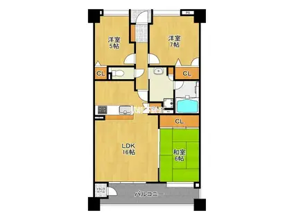 サンリヤン和白V(3LDK/7階)の間取り写真