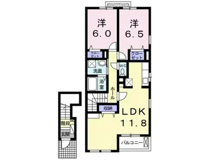 モンフレールVII(2LDK/2階)の間取り写真