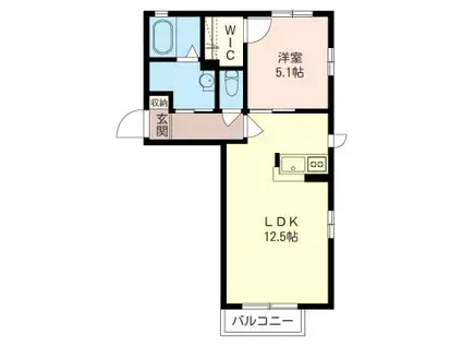 フェリシアB(1LDK/2階)の間取り写真