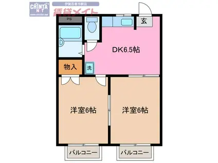 PALETTE MITA B棟(2DK/2階)の間取り写真