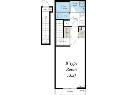 リブリ・ガーデン国立(1K/2階)の間取り写真