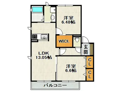 エトワール(2LDK/2階)の間取り写真