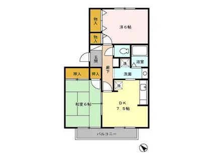 エーデルハイムF(2DK/2階)の間取り写真