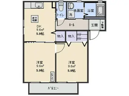 サンパティ(2DK/1階)の間取り写真