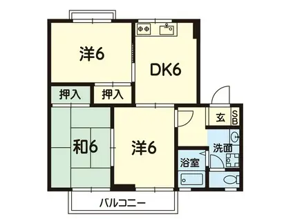 セジュール室(3DK/2階)の間取り写真