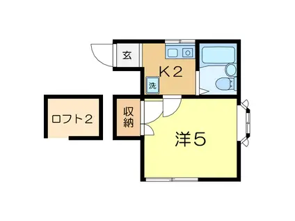南太田ハイツ(1K/2階)の間取り写真