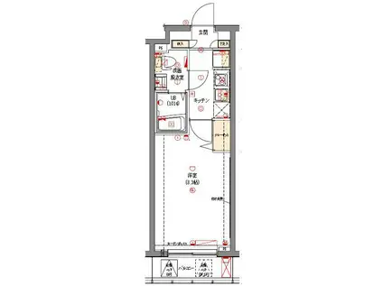 グロウワード東京ノースアリビエ(1K/3階)の間取り写真