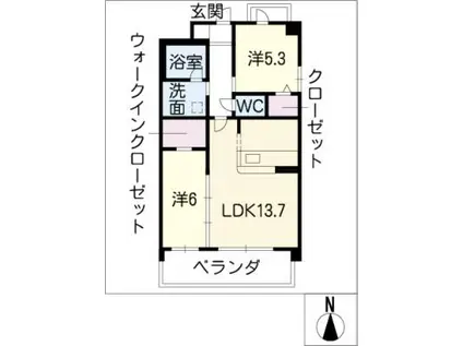 コスタメサ(2LDK/3階)の間取り写真