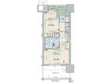 エステムプラザ神戸西Vミラージュ(2K/5階)の間取り写真