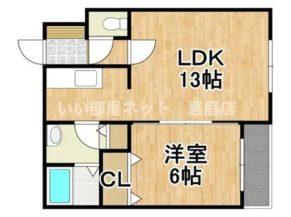 ハピーガーデン(1LDK/1階)の間取り写真