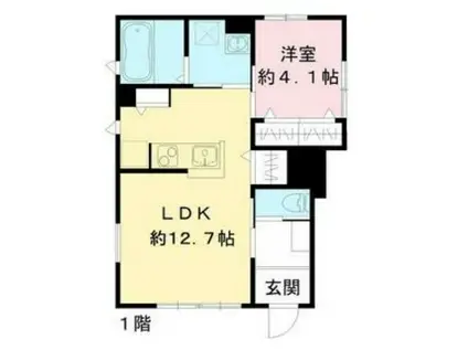 ルクシェ堂ヶ芝(1LDK/1階)の間取り写真