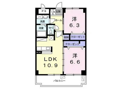ウエストロード・キャッスル(2LDK/1階)の間取り写真