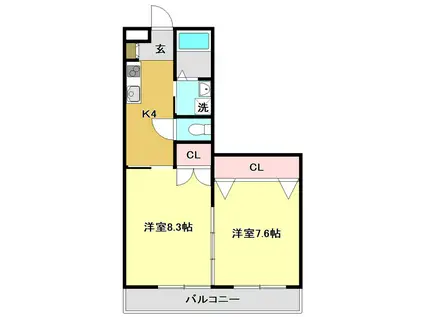 アルス丸の内(2K/1階)の間取り写真