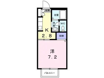 ディアス中塚 B(1K/2階)の間取り写真