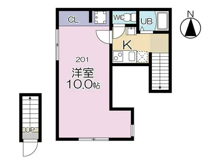 大山フラッグ(1K/2階)の間取り写真