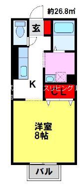 ロイヤルパーク蔵上(1K/2階)の間取り写真