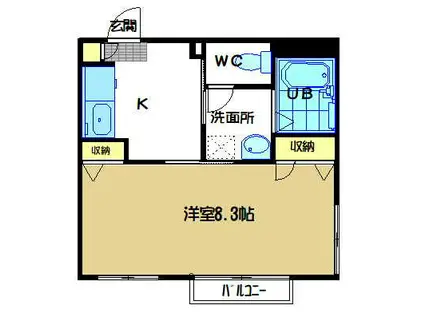 ピュアI(1K/1階)の間取り写真