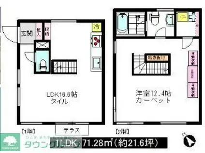 SUCCEED GARDEN E(1LDK/1階)の間取り写真