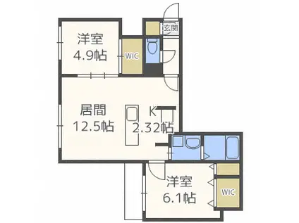 スペチアーレ プリーモ(2LDK/9階)の間取り写真
