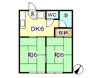 コーポ中沖 A棟(2DK/1階)の間取り写真