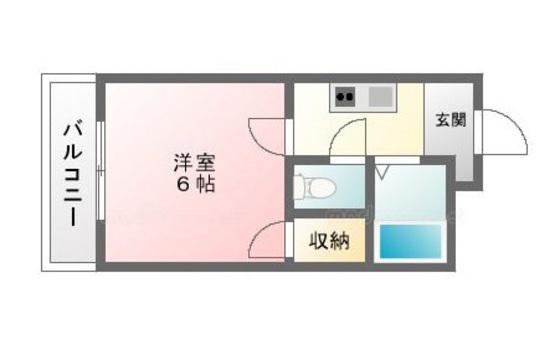 ボヌール小橋(1K/2階)の間取り写真