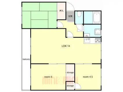 白川台ハイツ1号棟(3LDK/4階)の間取り写真
