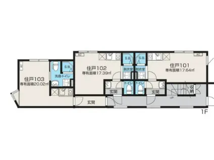 COX NISHIKAWAGUCHI(ワンルーム/1階)の間取り写真