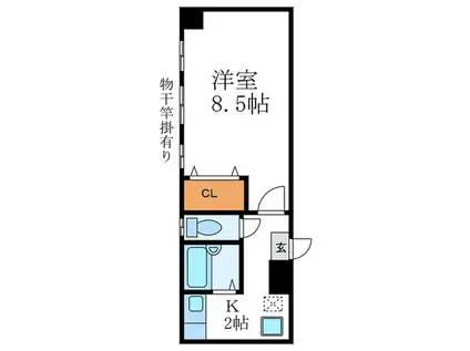 洛北松柏(1K/3階)の間取り写真